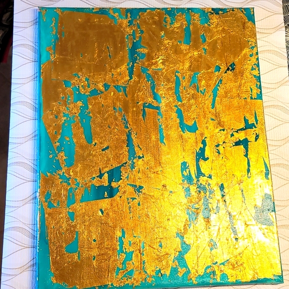 Gold n Turquoise Painting -Wall Art
